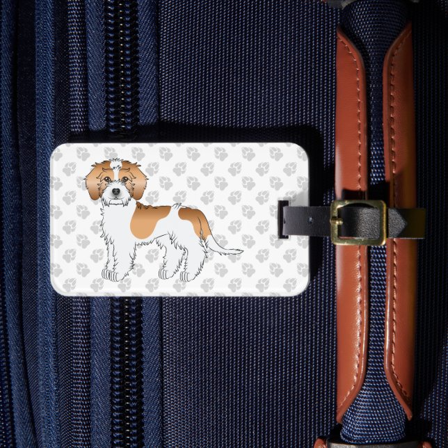 Apricot Parti-färgad Mini Goldendoodle Hund Bagagebricka (Framsida Insitu 4)