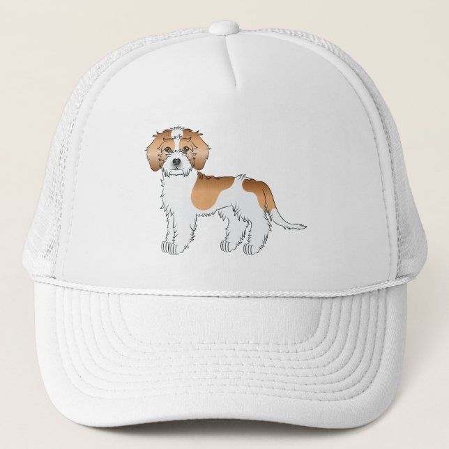 Apricot Parti-färgad Mini Goldendoodle Hund Keps (Framsida)