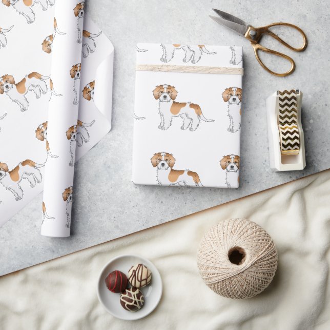 Apricot Parti-färgad Mini Goldendoodle Hundmönster Presentpapper (Hantverk)
