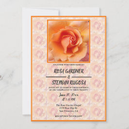Apricot Peach Ro Flower Blommar / Framed Bröllop Inbjudningar