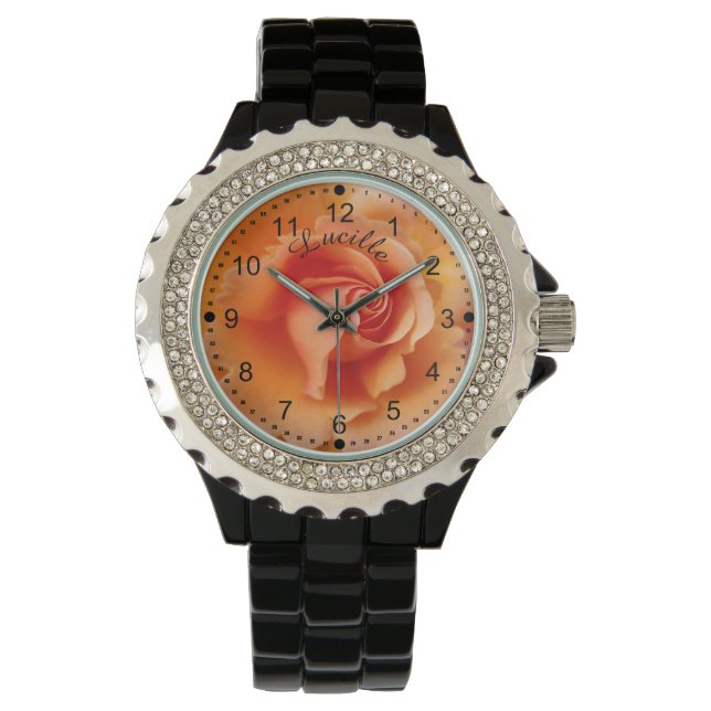 Apricot Peach Ro Flower Close Photo Armbandsur (Framsida)