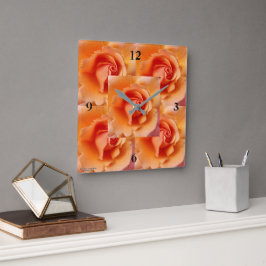 Apricot Peach Ro Flower Close Photo Fyrkantig Klocka