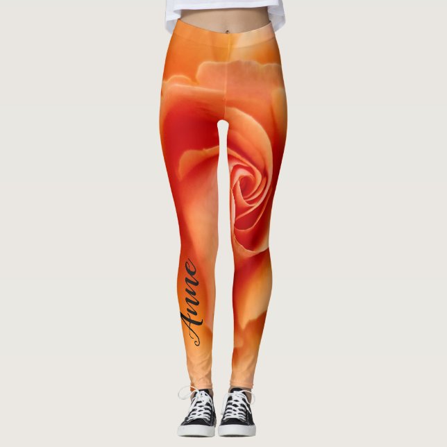 Apricot Peach Ro Flower Close Photo Leggings (Framsida)