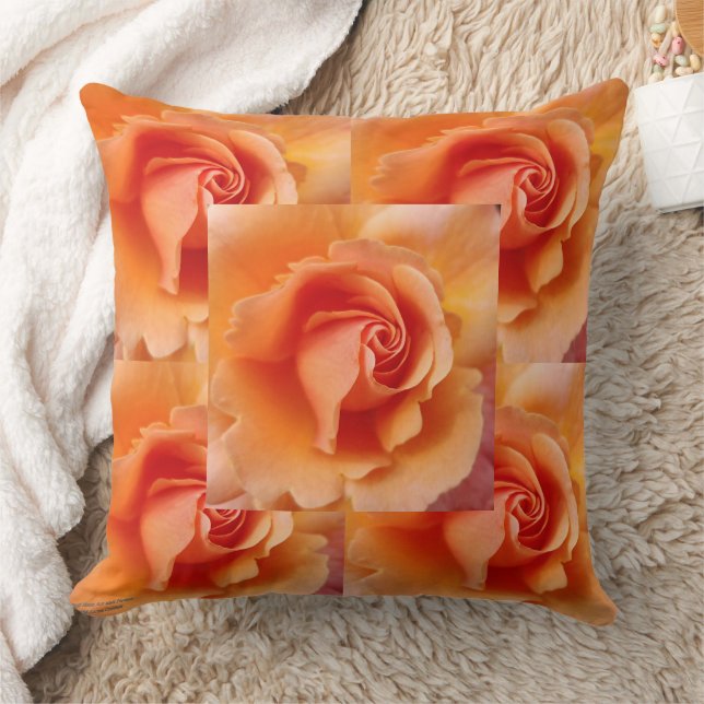 Apricot Peach Ro Flower Close Up Photo Tiled Kudde (Filt)
