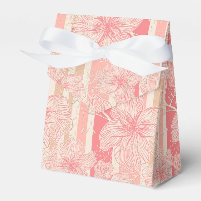 Apricot peach rosa blommigt stripe mönster presentaskar (Framsidan Sidan)