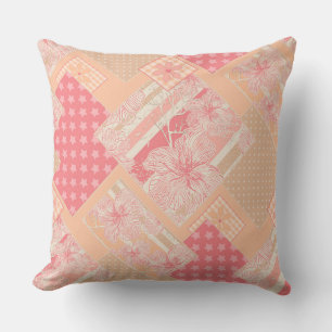 Apricot peach rosa Patchwork Kudde