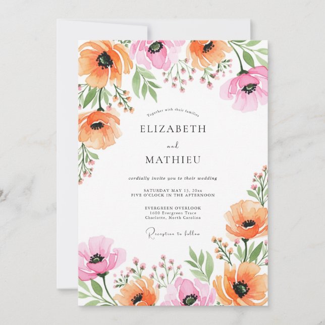 Apricot Pink Alluring Spring Wedding Inbjudningar (Framsida)