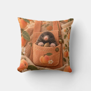Apricot Pocket Molehushål Embroiderad Stuga Kudde