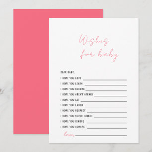 Apricot Rosa Baby Shower Önskemål för Baby Inbjudningar