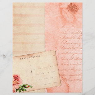 Apricot Rosa Blommigt Collage Scrapbook Papper