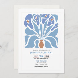 Apricot & Sky Blue Abstract Floral Boho Wedding Inbjudningar
