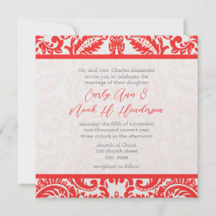 Apricot Snapdraon Coral Damask Grått Grönt Bröllop Inbjudningar