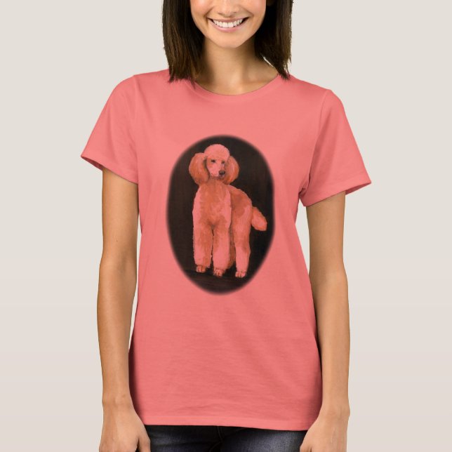 "Apricot Standard Pudel" Hund Art Ringer T-shirt (Framsida)