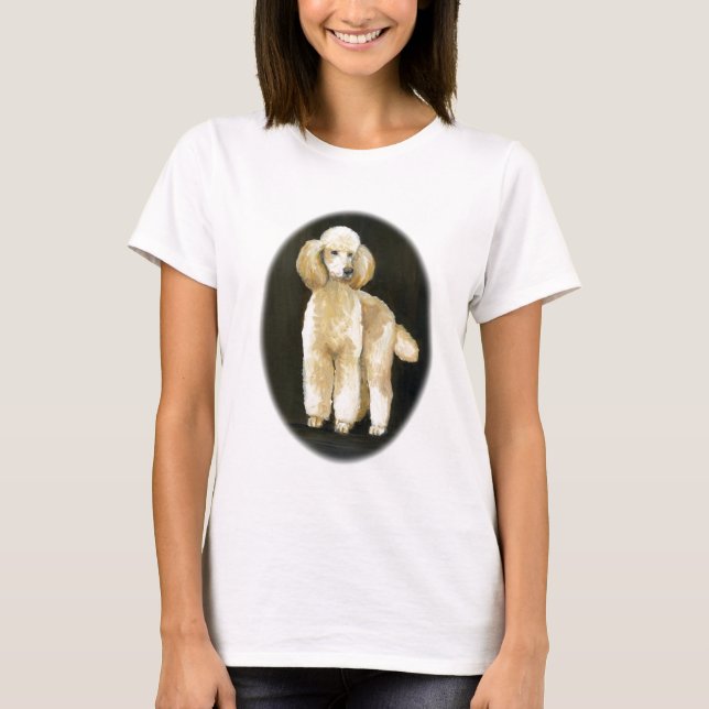 "Apricot Standard Pudel" Hund Art Ringer T-shirt (Framsida)