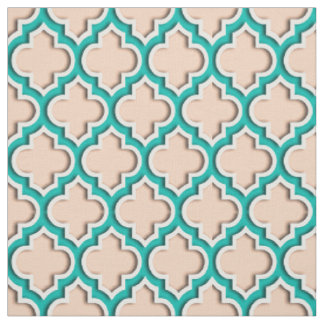 Apricot, Teal Moroccan Quatrefoil #5DS Tyg