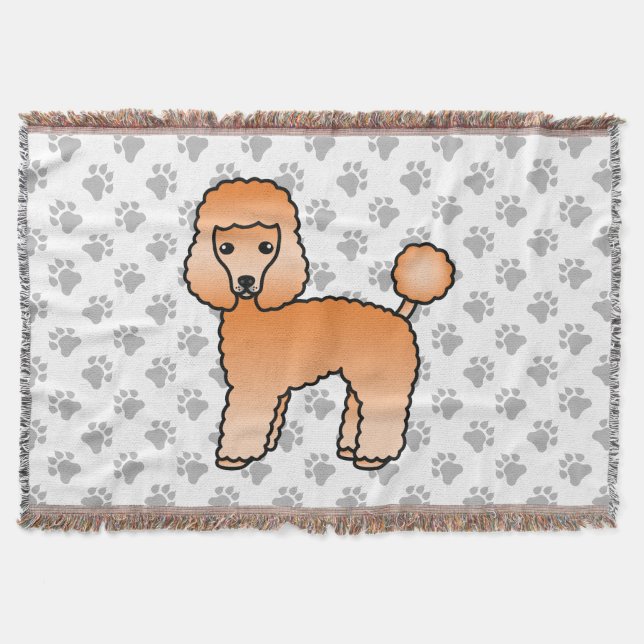 Apricot Toy Poodle Söt Tecknad Hund Filt (Framsidan)