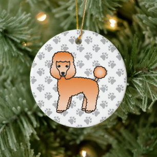 Apricot Toy Poodle Söt Tecknad Hund Julgransprydnad Keramik