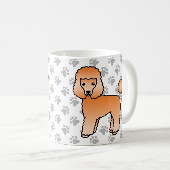 Apricot Toy Poodle Söt Tecknad Hund Kaffemugg (Framsida höger)