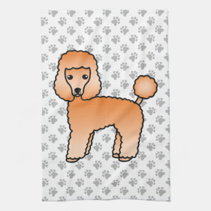 Apricot Toy Poodle Söt Tecknad Hund Kökshandduk