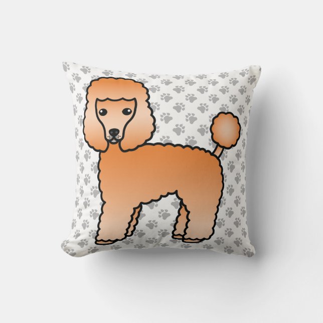Apricot Toy Poodle Söt Tecknad Hund Kudde (Framsida)