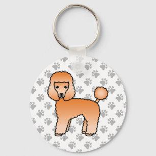 Apricot Toy Poodle Söt Tecknad Hund Nyckelring
