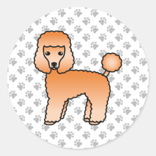 Apricot Toy Poodle Söt Tecknad Hund Runt Klistermärke