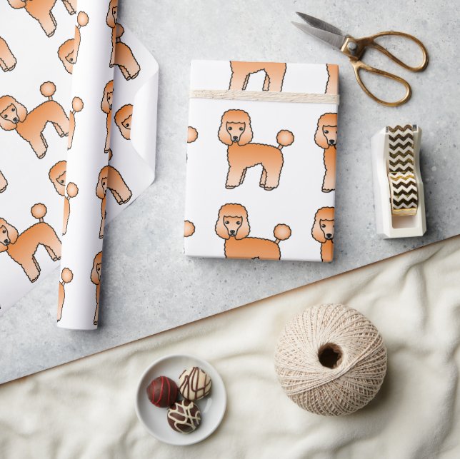Apricot Toy Poodle Söt Tecknad Hundmönster Presentpapper (Hantverk)