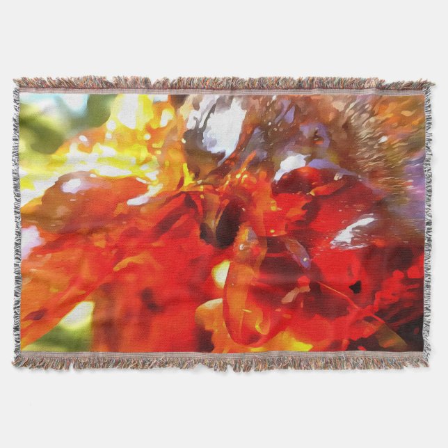 Apricot Träd, läckt harts Abstrakt Abstrakt Painti Filt (Framsidan)