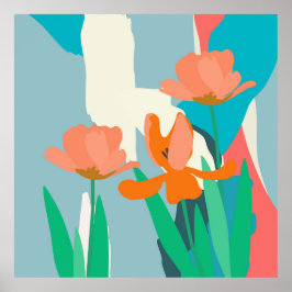 Apricot Tulips Artistic Modern Färg Blocks Anpassn Poster