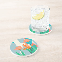 Apricot Tulips Artistic Modern Färg Blocks Vår Underlägg