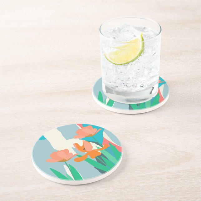 Apricot Tulips Artistic Modern Färg Blocks Vår Underlägg (Sidan)