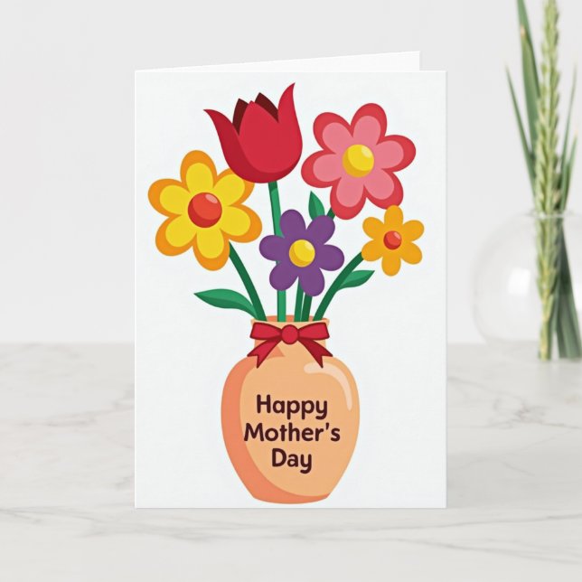 Apricot Vase Mothers Day Card Kort (Framsida)
