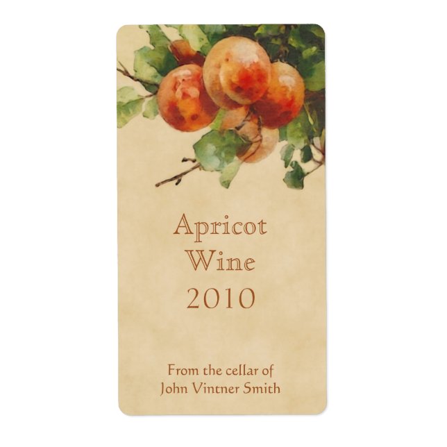 Apricot vin flaska etikett fraktsedel (Framsidan)