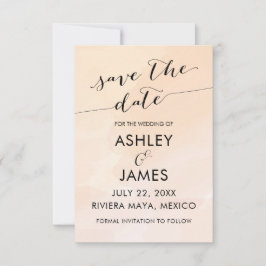  Apricot Watercolor Bröllop spara datum Datumet