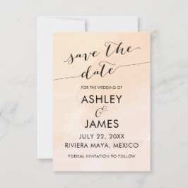  Apricot Watercolor Bröllop spara datum Spara Datumet