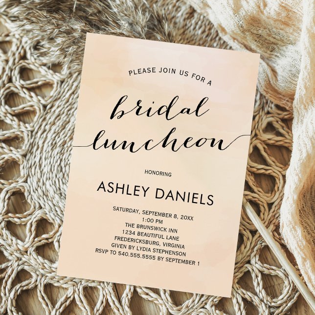 Apricot Watercolor Möhippa Luncheon-inbjudan Inbjudningar (Skapare uppladdad)