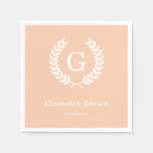 Apricot Wheat Laurel Wandemin Initial Monogram Pappersservett (Framsidan)