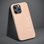 Apricot White Elegant Calligraphy Script Name<br><div class="desc">Apricot White Elegant Calligraphy Script Custom Personalized Name iPhone 14 Smart Phone Cases features a modern and trendy simple and stylish design with your personalized name in elegant hand written calligraphy script typography on a apricot background. Designed by ©Evco Studio www.zazzle.com/store/evcostudio</div>