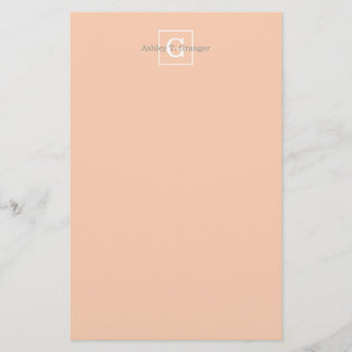 Apricot White Framed Initial Monogram Brevpapper