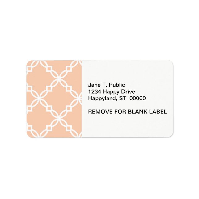 Apricot White Large Finare Quatrefoil Mönster Adressetikett (Framsidan)