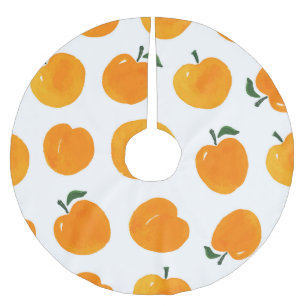 Apricots Watercolor White Background Vintage Julgransmatta Borstad Polyester