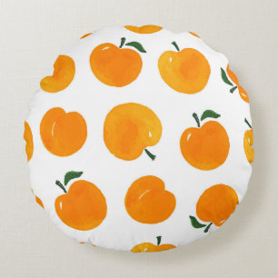 Apricots Watercolor White Background Vintage Rund Kudde