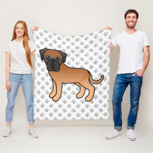 Aprikos Engelsk Mastiff Söt Tecknad Hund & Tassar Fleecefilt
