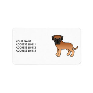 Aprikos Engelsk Mastiff Söt Tecknad Hund & Text Adressetikett