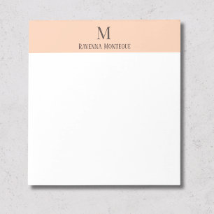 Aprikos Minimal Personlig Namn Bokstav Monogram Anteckningsblock