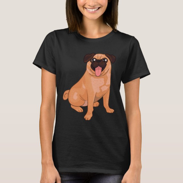 Aprikos Mops Design 335 T Shirt (Framsida)