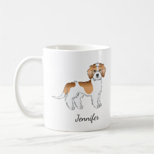 Aprikos Parti-färg Mini Goldendoodle Hund & Namn Kaffemugg
