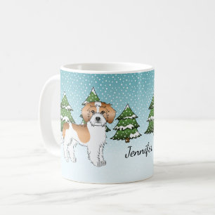 Aprikos & Vit Mini Goldendoodle Vinter Skog Kaffemugg