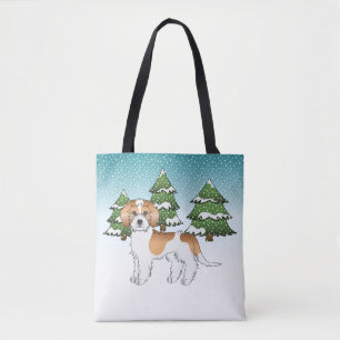 Aprikos & Vit Mini Goldendoodle Vinter Skog Tygkasse
