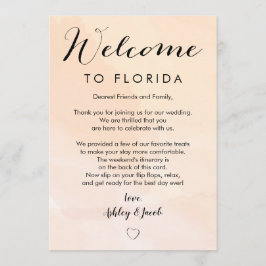 Aprikosbröllop välkomstbrev & resplanekort program